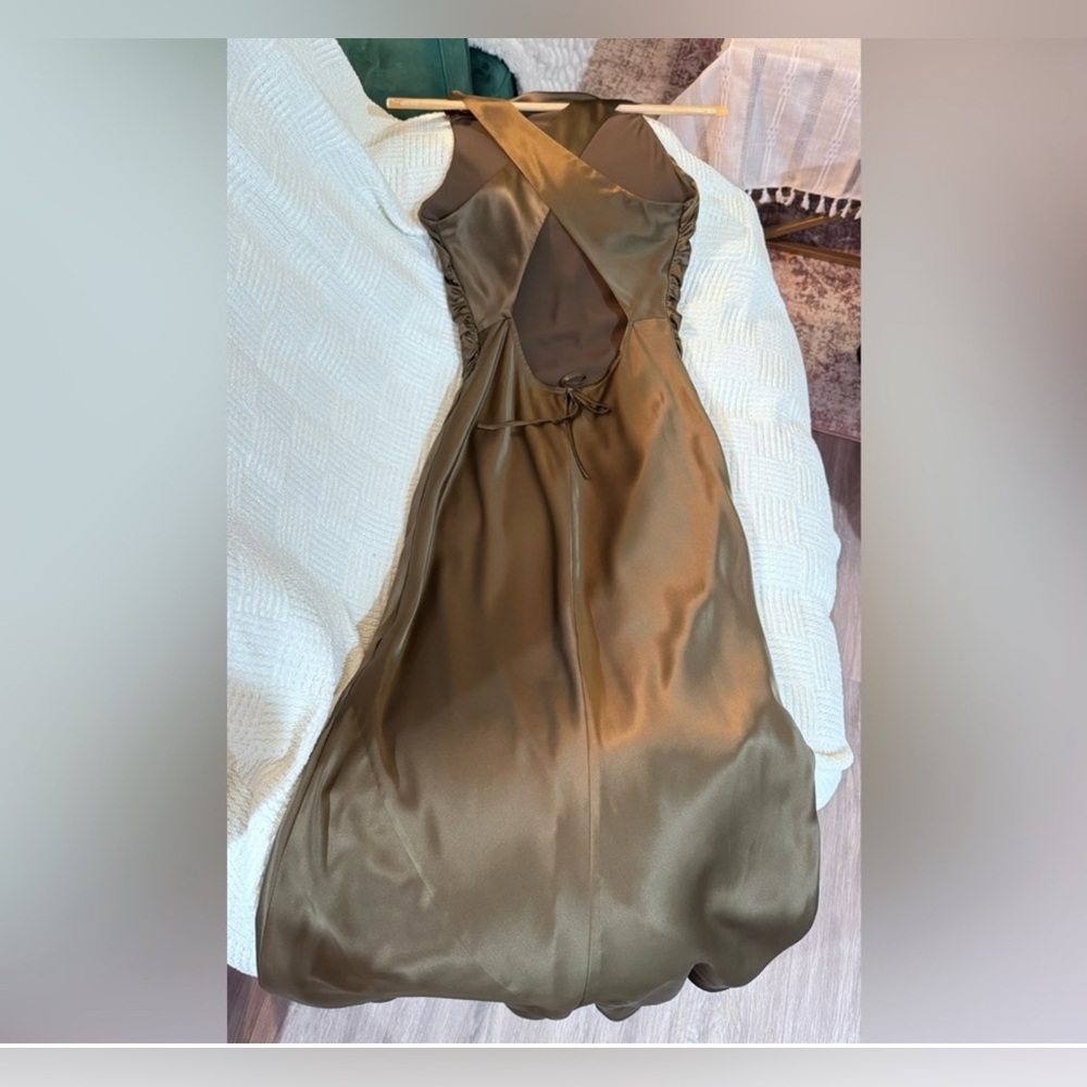 Reformation Olive Satin Maxi Dress - Picture 7 of 16